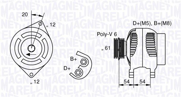 MAGNETI MARELLI kintamosios srovės generatorius 063321819010